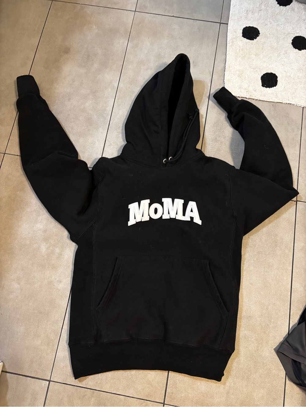Moma Champion reverse weave Black Hoodie with Bold White Logo small